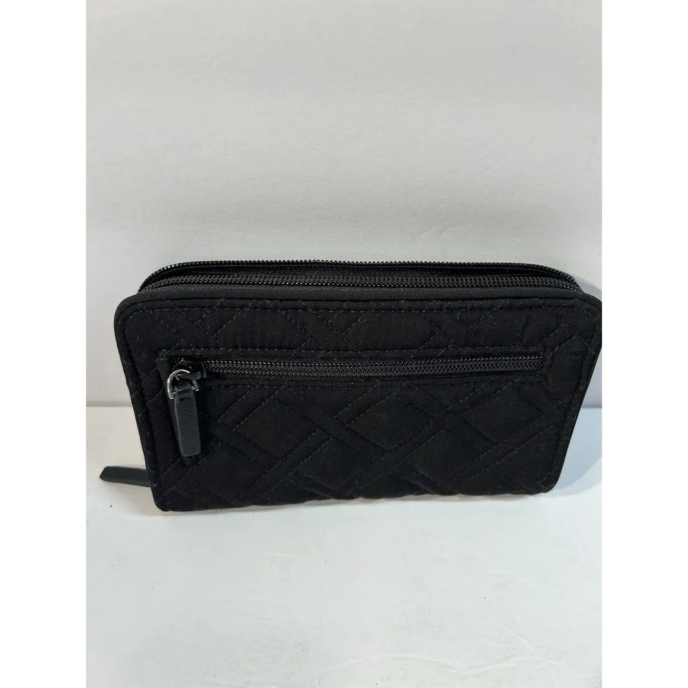 Vera Bradley Black Quilted Microfiber Satchel Crossbody Purse & Wallet Set